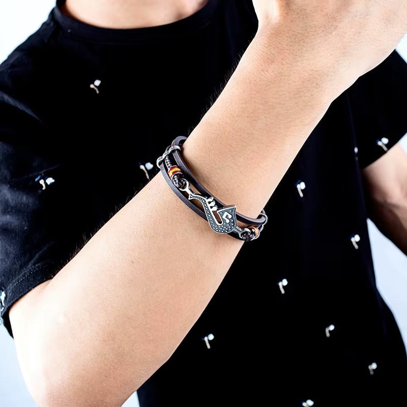 RhythmVibe™ Saxophone Leather Bracelet – Wear Your Sound, Own Your Style