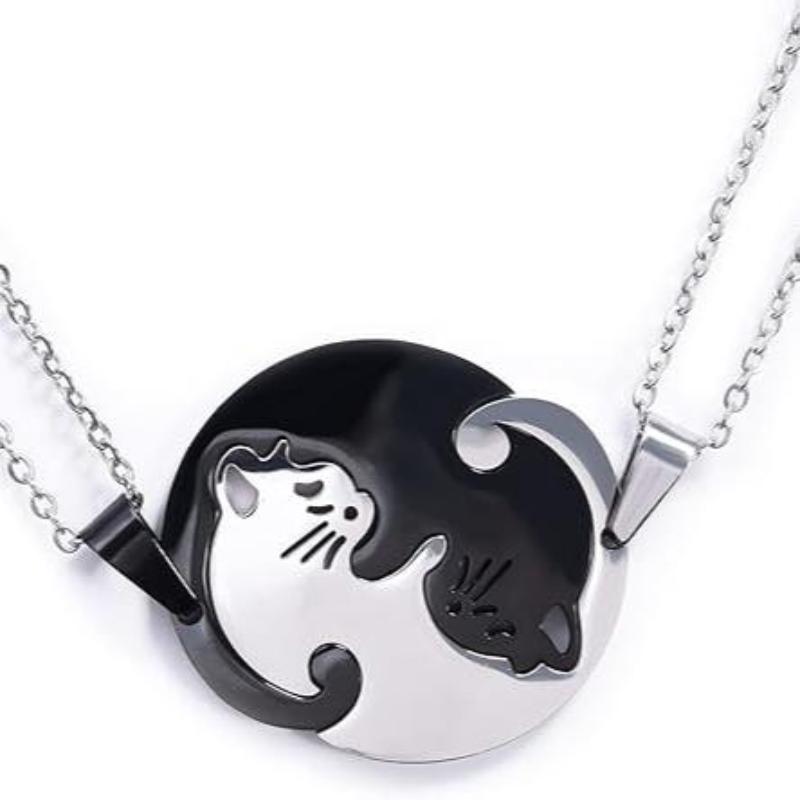 Cat Pendant Stainless Steel Couple Necklaces