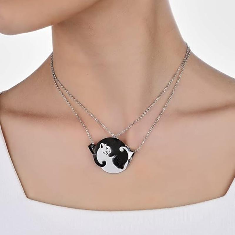 Cat Pendant Stainless Steel Couple Necklaces