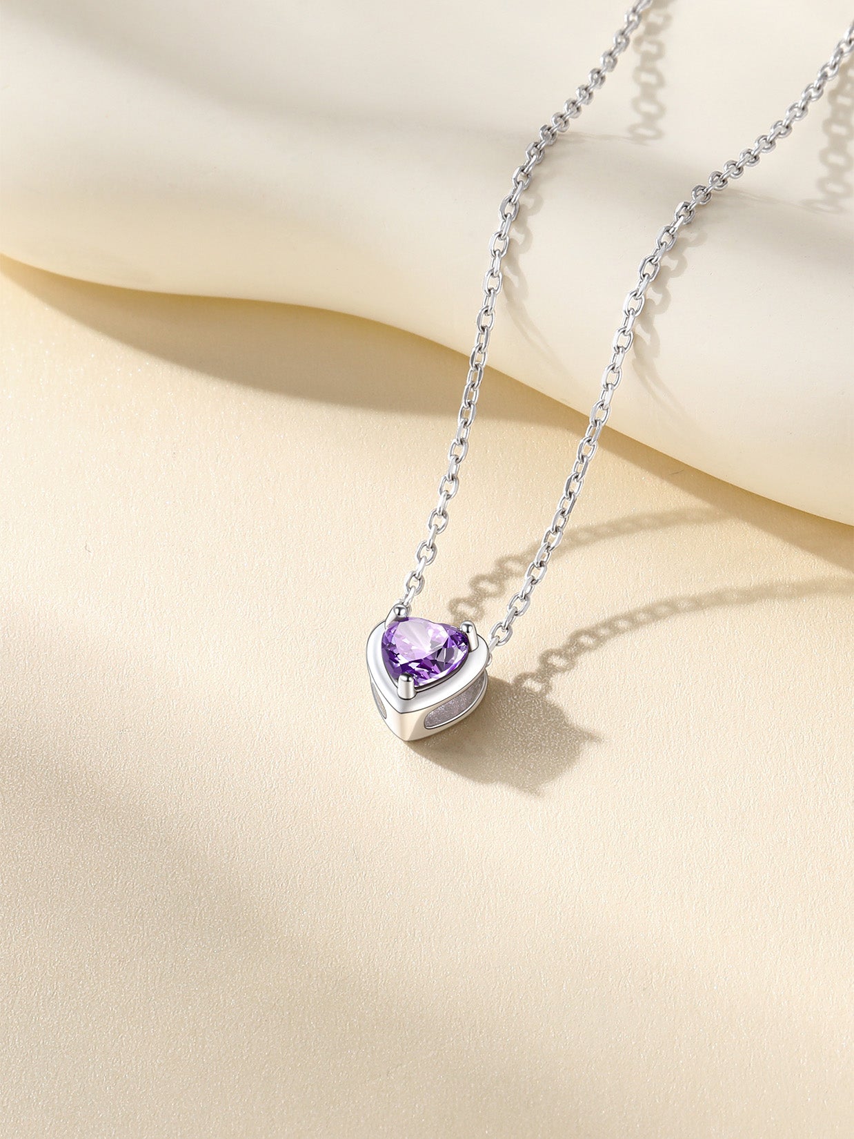 Women 925 Sterling Silver Birthstone Love Heart Necklace, Birthday Valentines Gift