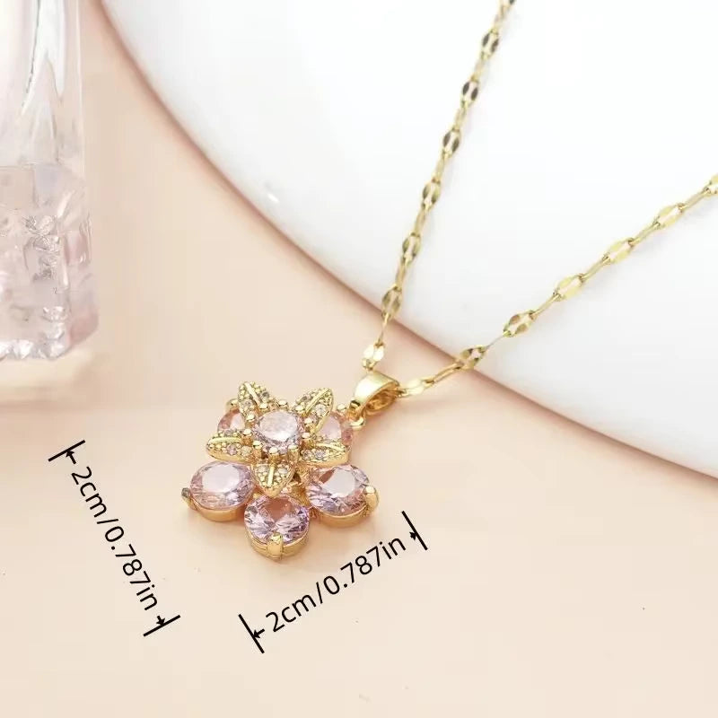 Rhinestone Flower Pendant Necklace