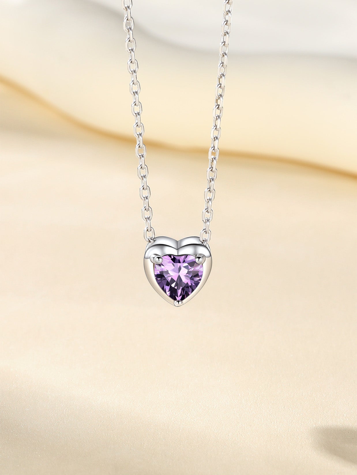 Women 925 Sterling Silver Birthstone Love Heart Necklace, Birthday Valentines Gift