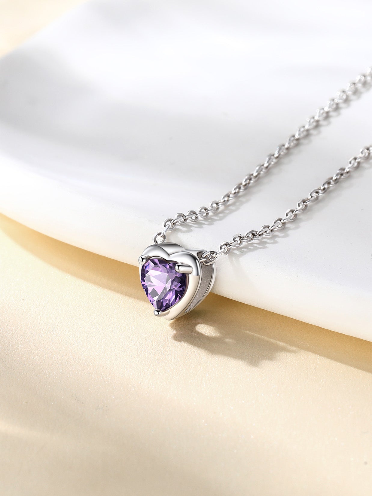 Women 925 Sterling Silver Birthstone Love Heart Necklace, Birthday Valentines Gift