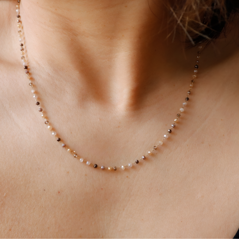 Rainbow Gemstone Beaded Necklace – A Dainty Touch of Color and Charm